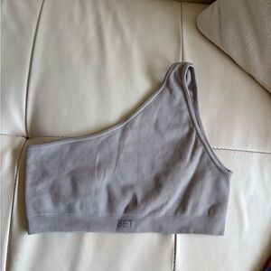 SET Active One-Shoulder Ribbed Sports Bra in Gray